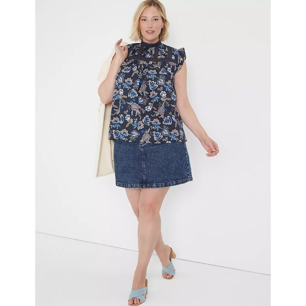 Lane Bryant Classic Ruffle Cap Sleeve Lace Trim Top 16